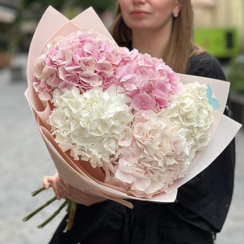 Bouquet of 5 delicate hydrangeas «Berry Marshmallow»