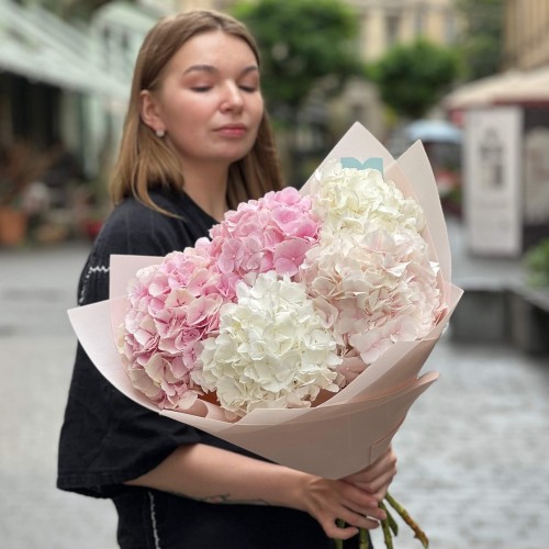 Bouquet of 5 delicate hydrangeas «Berry Marshmallow»