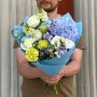 Sky-Blue Bouquet with Hydrangea «Memories of Santorini»