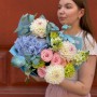Нежный букет с гортензией и георгинами Eveline «Цветущий сад»