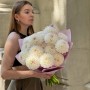 15 жоржин сорту Eveline у букеті «Фіалковий туман»