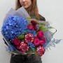 Rich Bouquet with Blue Hydrangea «Blueberry Raspberry Lemonade»