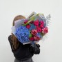 Rich Bouquet with Blue Hydrangea «Blueberry Raspberry Lemonade»