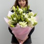 9 Double Lilies in the Bouquet «Gentle Swan»