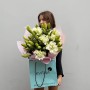 9 Double Lilies in the Bouquet «Gentle Swan»