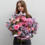 Romantic Bouquet with Peony Roses «Pink Veil»