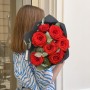Bouquet with 7 Nina Roses and Eucalyptus «Carmine»