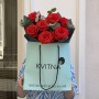 Bouquet with 7 Nina Roses and Eucalyptus «Carmine»