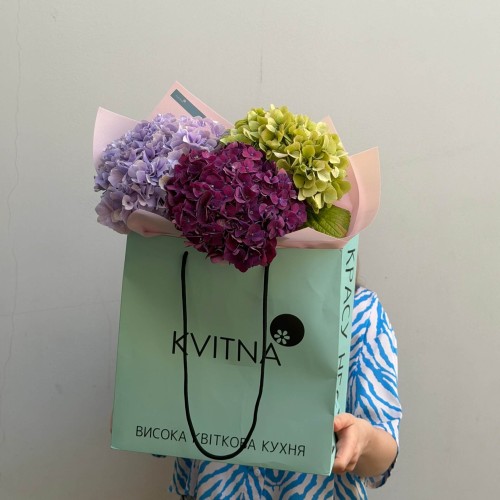 Bouquet with 3 Hydrangeas «Charming Trio»