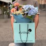 Striking Bouquet with Hydrangea and Dahlias «A Touch of Blue»