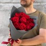 Bouquet of 11 red Freedom Roses «Cherry Silk»