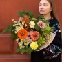 Теплий букет із циніями «Осіння кава»