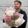 5 пухких гортензій у букеті «Пудрова акварель»