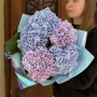 5 гортензій у букеті «Лавандовий десерт»