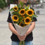 7 золотистых подсолнухов в букете «Капля солнца»