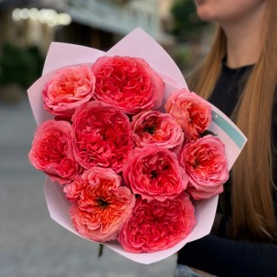 Микс из 11 роз сортов Pink X-Pression и Candy X-Pression в букете «Кудрявое конфетти»