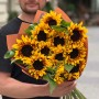 Bouquet of 11 Sunrich Orange Sunflowers «Pleasant Warmth»