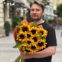 Bouquet of 11 Sunrich Orange Sunflowers «Pleasant Warmth»