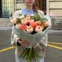 Розкішний осінній букет із жоржинами та трояндою Tip Top «Золотаве намисто»