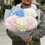 5 нежных гортензий в букете «Небесный маршмеллоу»