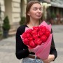 15 ярких пионовидных роз Dark X-Pression в букете «Романтический танец»
