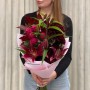 Striking Bouquet with Lily in Cherry Tones «Velvet Heart»