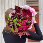 Striking Bouquet with Lily in Cherry Tones «Velvet Heart»