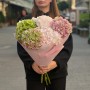 5 нежных гортензий в букете «Утренняя нежность»