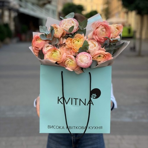 Exquisite Bouquet with Ranunculus and Peonies «Garden of Aphrodite»
