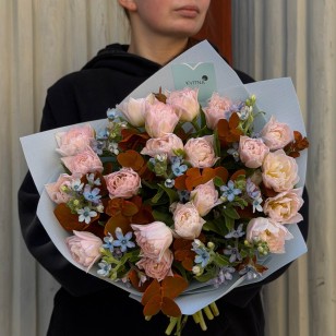 Bouquet with Dreamer Peony-Style Tulips «Evening By the Sea»