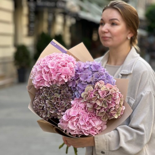 Bouquet of 5 Lush Hydrangeas «Lilac Mist»