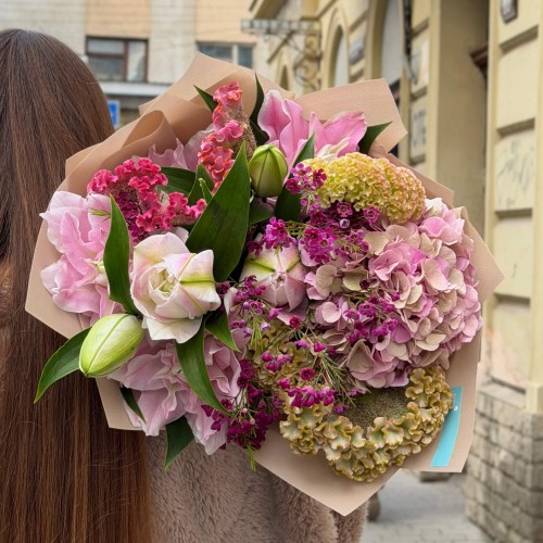 Textural Bouquet with Fragrant Lily «Waves of Joy»