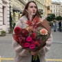 Букет із амарилісом у насичених відтінках «Жовтнева фантазія»
