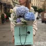 Bouquet of 3 Blue Hydrangeas with Raspberry Twigs «October Sky»