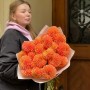 Bouquet with 21 Orange Sylvia Dahlias «Autumn Tangerine»