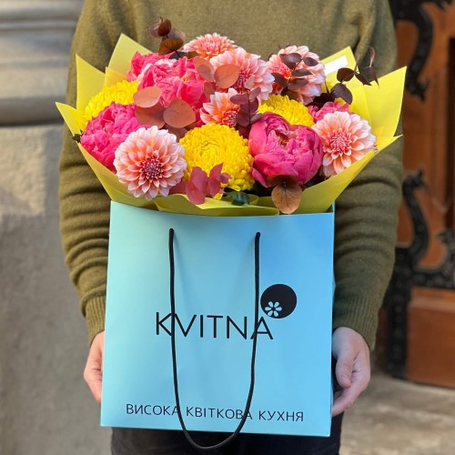 Joyful Bouquet with Peonies «Colorful Adventures»