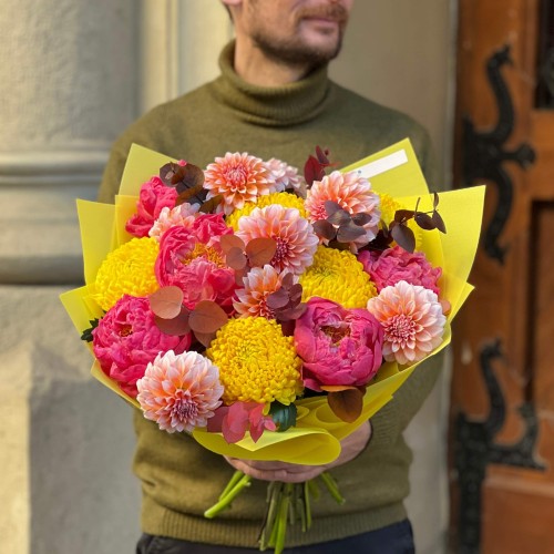 Joyful Bouquet with Peonies «Colorful Adventures»