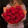 15 пионовидных роз сорта Coqueta в букете «Вишнёвая прихоть»