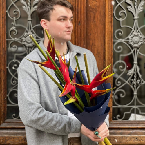 3 екзотичні геліконії у букеті «Зимові тропіки»