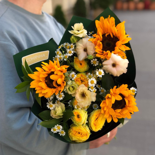 Сонячний букет у польовому стилі «Золотисті іскри»