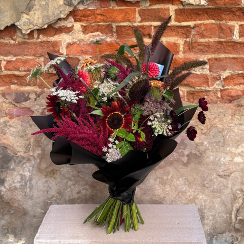 Lacy field bouquet in dark tones «Cherry Night»