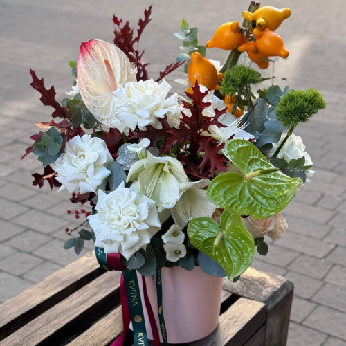 Interesting exotic composition in a box «Tropical Winter»