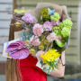 Bright bouquet with anthurium and fritillaria «Colorful Parrot»