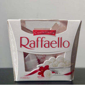 Raffaello — popular candies with coconut chips, white chocolate and almonds (150 g.)