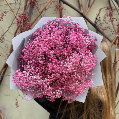 Яскравий букет з гіпсофіли «Рожевий настрій»