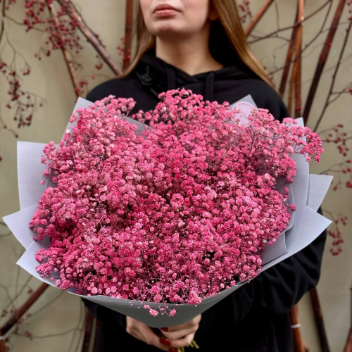 Яскравий букет з гіпсофіли «Рожевий настрій»