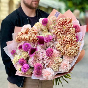 Обʼємний букет з хризантемою «Розкіш осені»