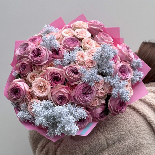 Розкішний букет з піоновидними трояндами Peony Kiss «Повітряний поцілунок»