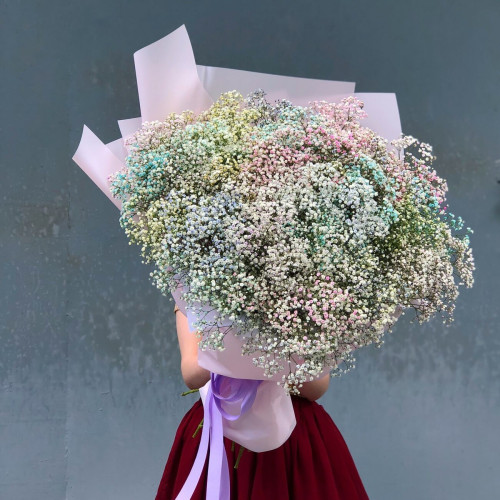 25 гіпсофіл - букет з райдужної гіпсофіли