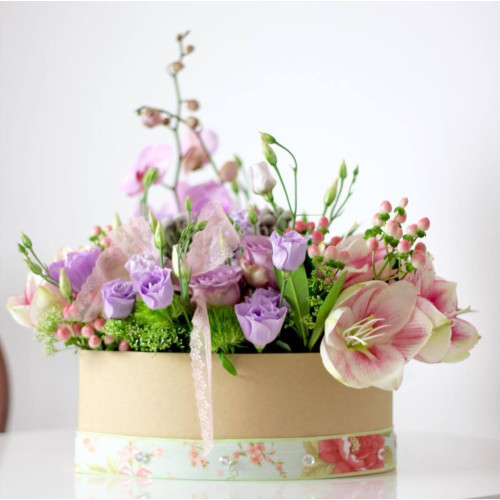 Квіти в коробці у формі серця